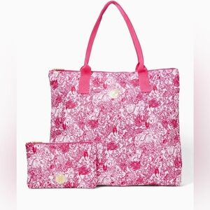 Lilly Pulitzer Piper Packable Tote Raspberry Rouge Floral